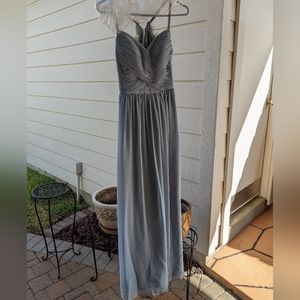 Dusty blue A6 Azazie bridesmaid dress - well loved